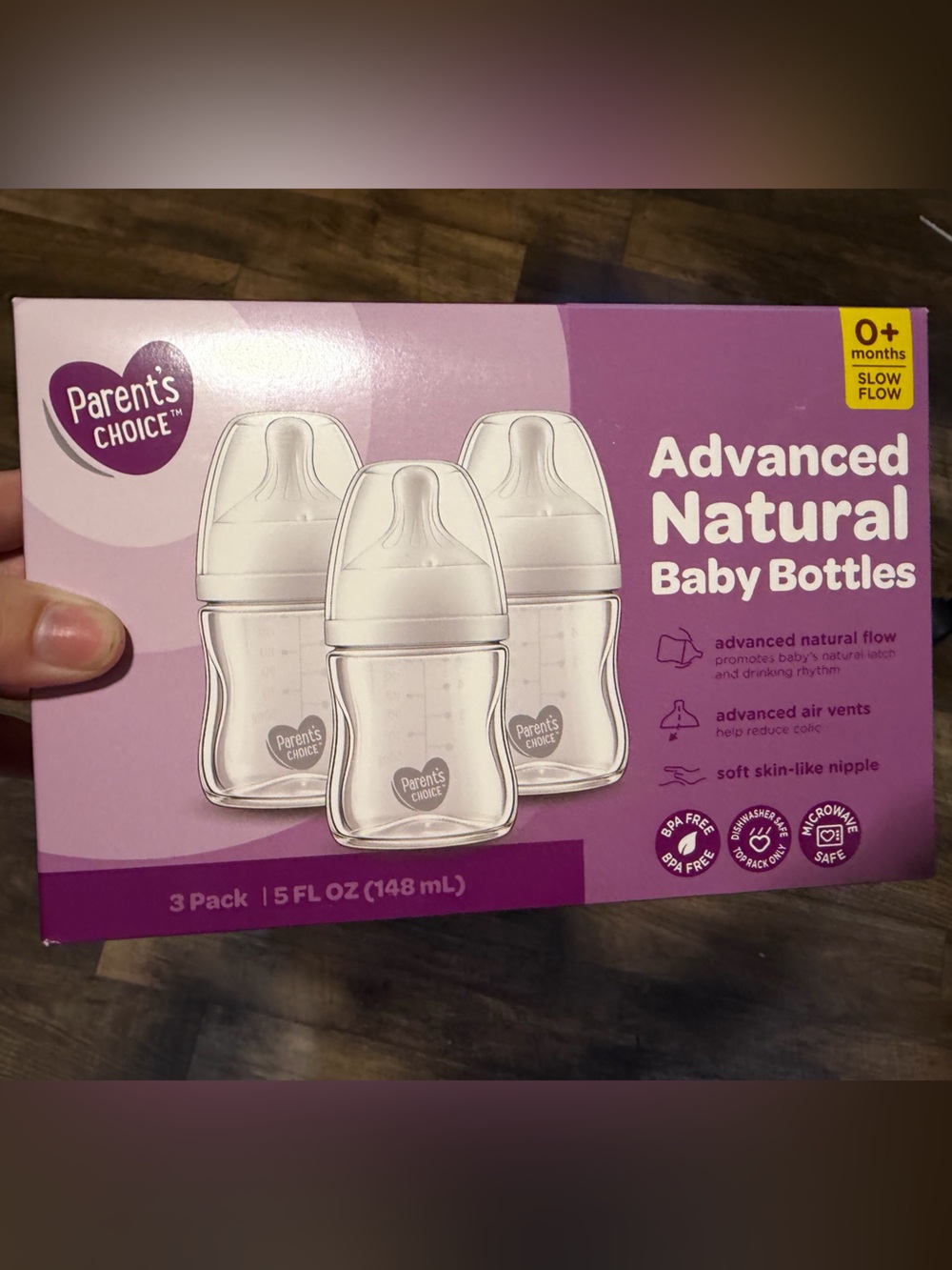 Parent's Choice Pink Advanced Natural Baby Bottles - 3 Pack